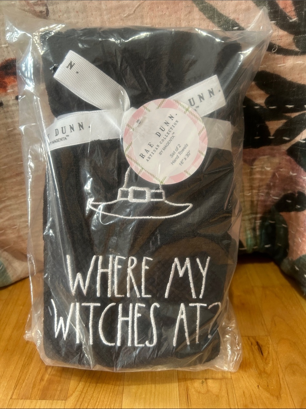 Rae Dunn Halloween witches hand towels